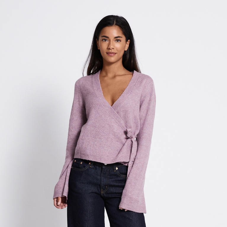 Wrap knit cardigan" Willow" Heather Pink